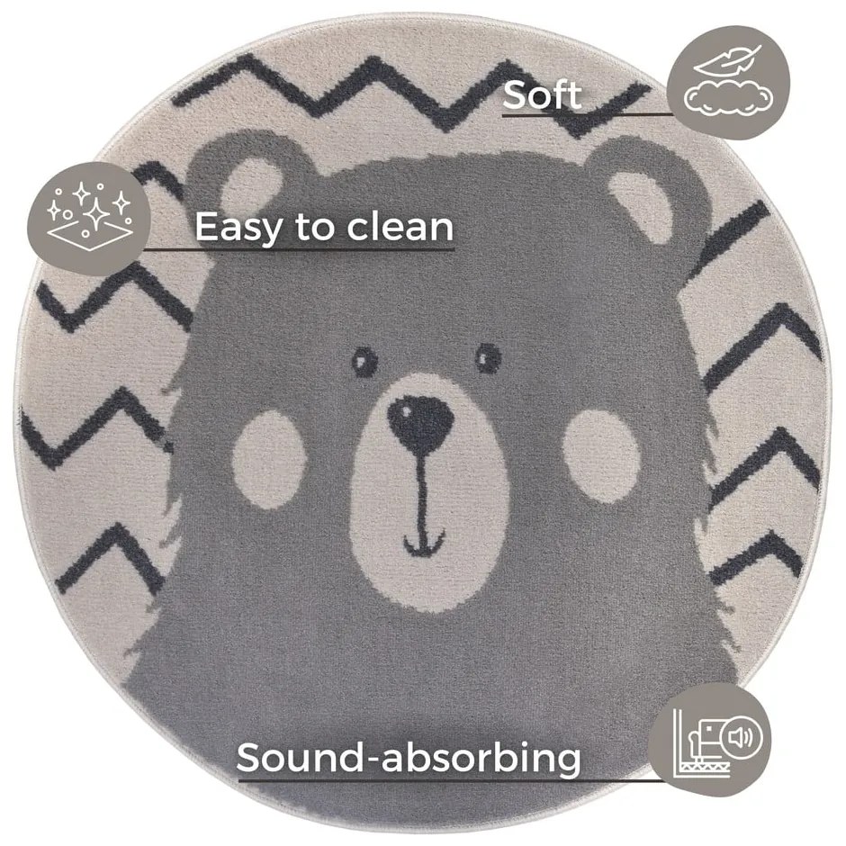 Tappeto grigio per bambini ø 100 cm Bear - Hanse Home