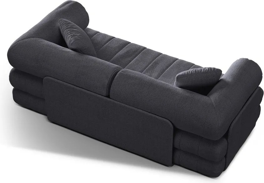 Divano grigio scuro allungabile con rivestimento in bouclé 206 cm Kemi – Cosmopolitan Design