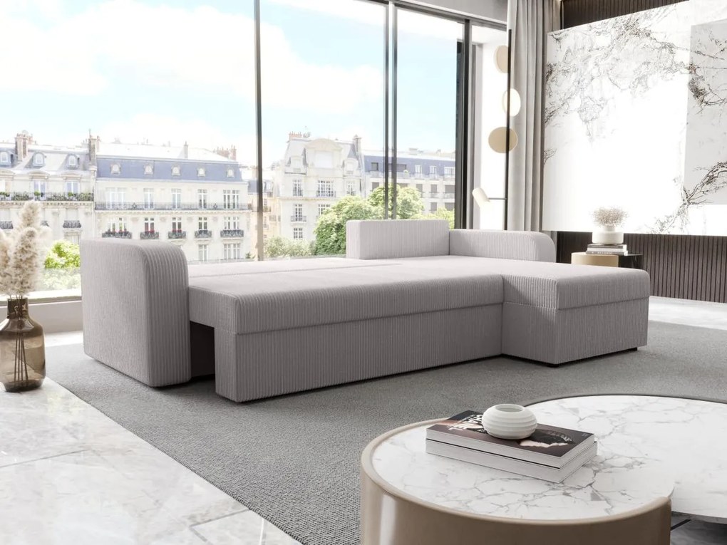 Divano letto angolare angolo reversibile in Velluto a coste Grigio - ONABIA