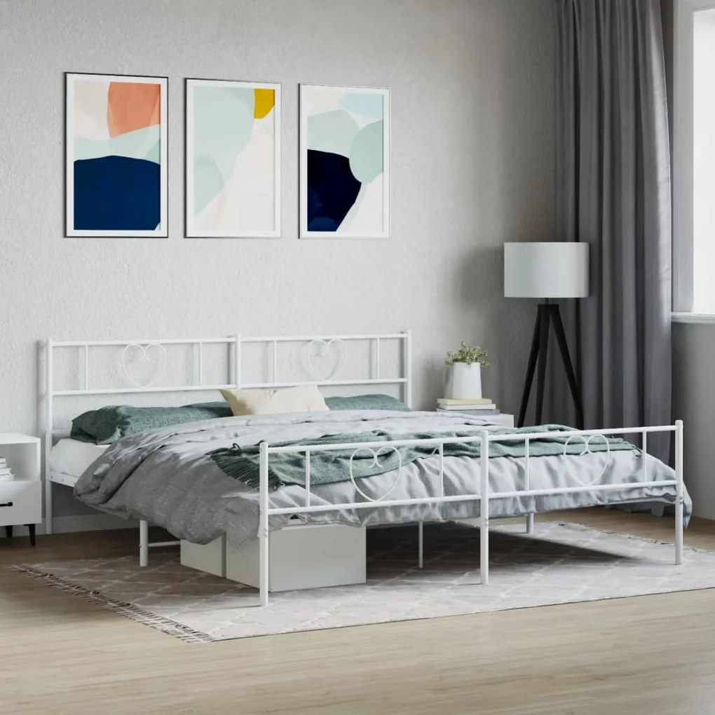 Giroletto Con Testiera E Pediera Metallo Bianco 200x200 Cm /