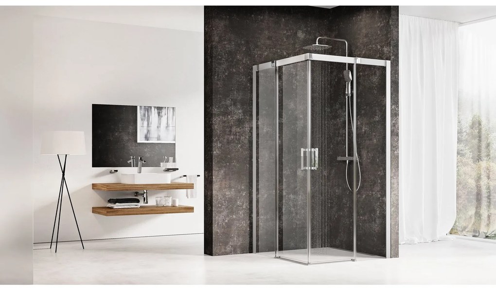 Ravak Matrix box doccia 100x100 cm quadrato satinato opaca/vetro trasparente 1WVAAU00Z1