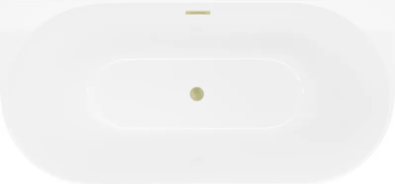 Mexen Oval Slim vasca da bagno freestanding a parete 170 x 80 cm, bianca, troppopieno oro spazzolato - 52661708000-55