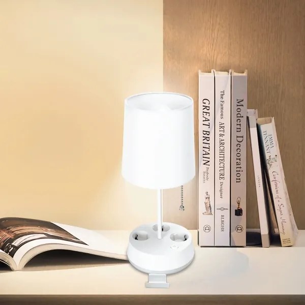 Aigostar - Lampada da tavolo con prese 1xE27/60W/230V bianca