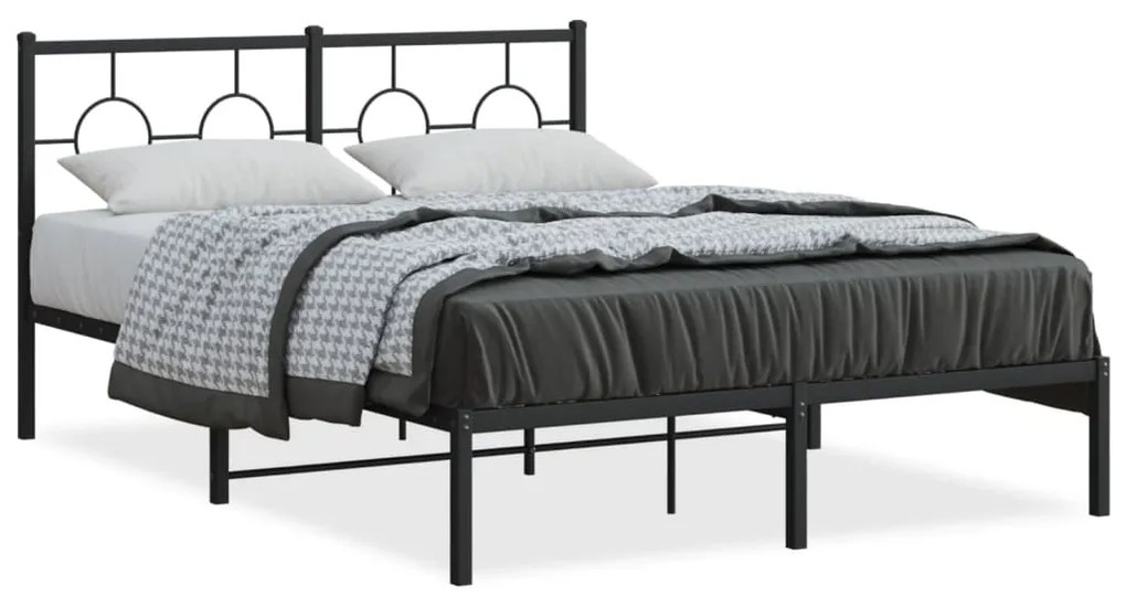 Giroletto Con Testiera İn Metallo Nero 135x190 Cm /