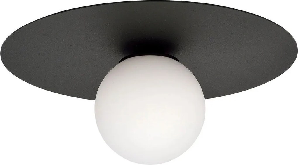 Lampada da soffitto Solar Nera con sfera satinata E14