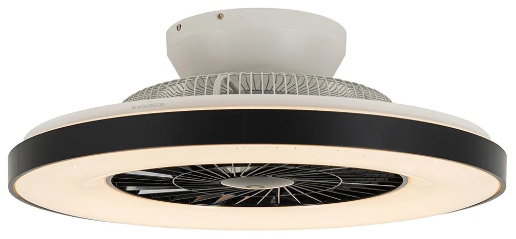 Ventilatore da soffitto smart nero con effetto stellato 60cm incl. LED dimmerabile con telecomando - Climo