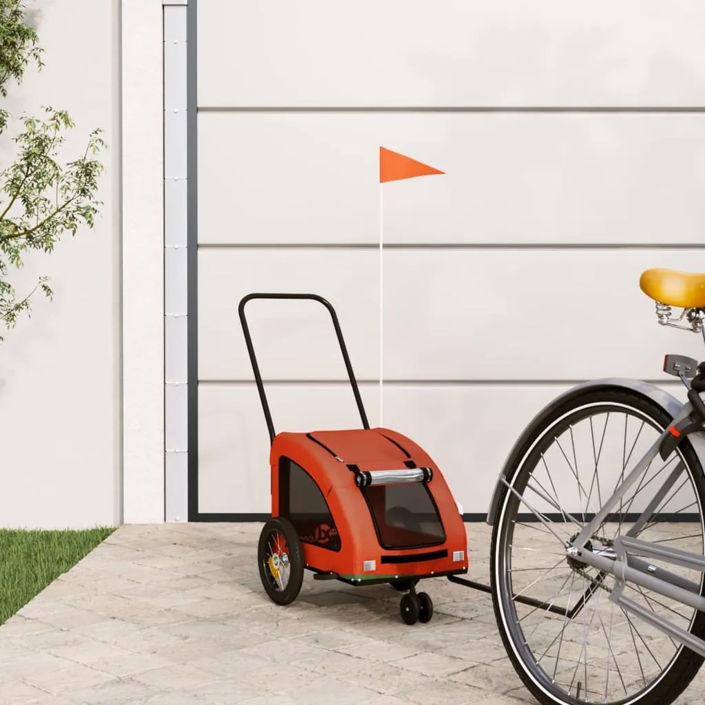 Rimorchio Da Bici Per Animali Arancione E Grigio Oxford E Ferro /