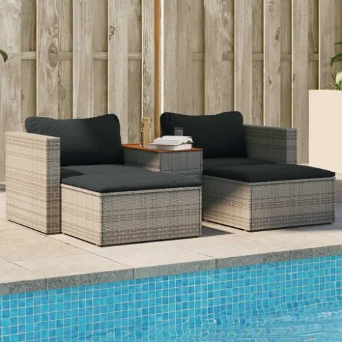 Set Divano Giardino 5 pz con Cuscini Grigio Polyrattan Acacia