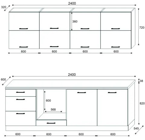 Cucina ELISE 240 cm grafite