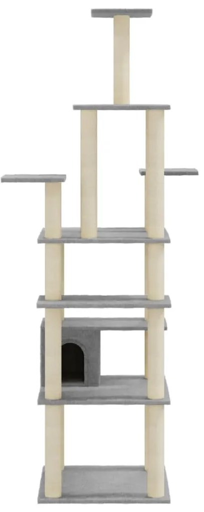 Albero per Gatti con Tiragraffi in Sisal Grigio Chiaro 183 cm