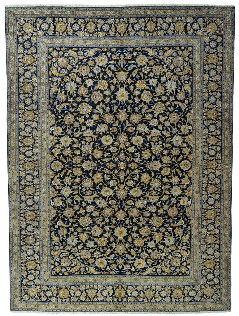 Kashan Tappeto 300x400 Blu (Iran) Annodato A Mano