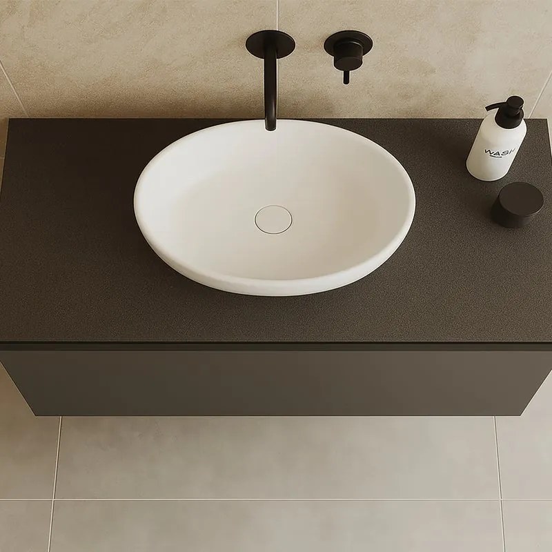 Mobile da bagno sospeso sotto lavabo L 99.5 x H 40 x P 45.5 cm grigio opaco, 1 cassetto Fusion