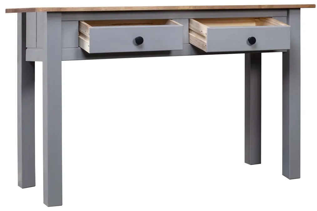 Tavolo consolle grigio 110x40x72 cm legno massello pino panama