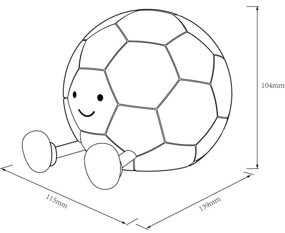 Lampada LED dimmerabile per bambini FOOTBALL LED/2W/5V USB 1200 mAh bianco/nero
