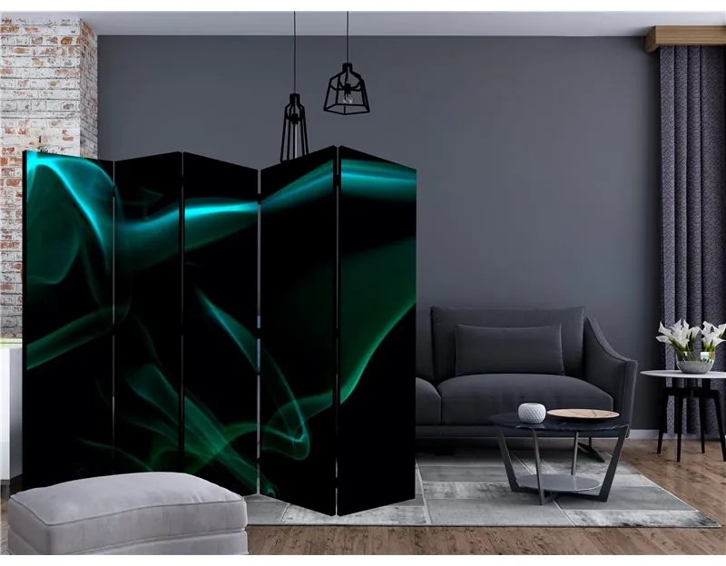 Paravento  Blue smoke waves II [Room Dividers]  Colore Verde, Dimensioni e Misure 225x172