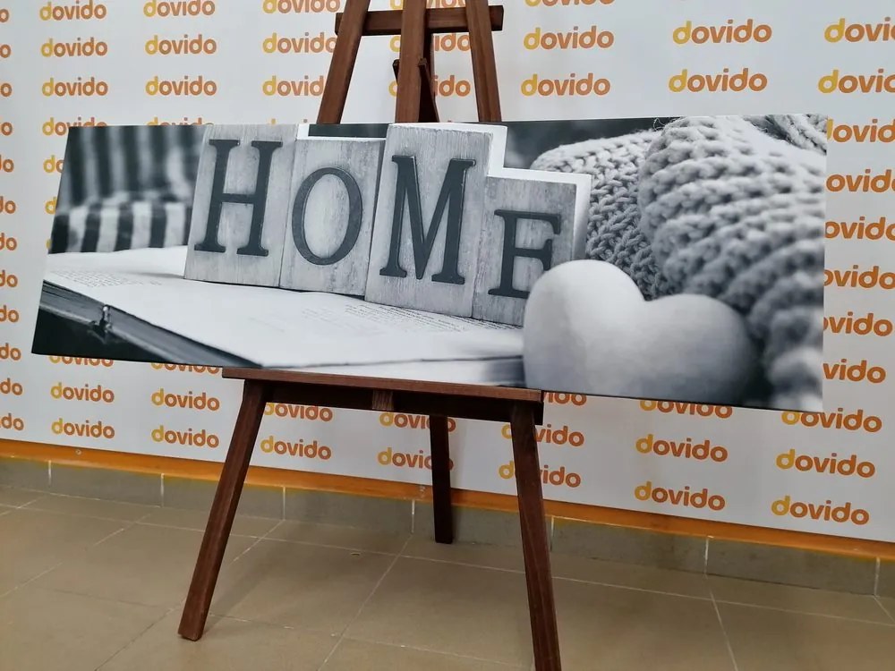 Quadro su tela – Con scritta Home e natura morta in bianco e nero