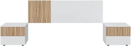 Testiera + 2 Comodini Ethna 0E6070A Bianco Artik E Rovere Natur Listato