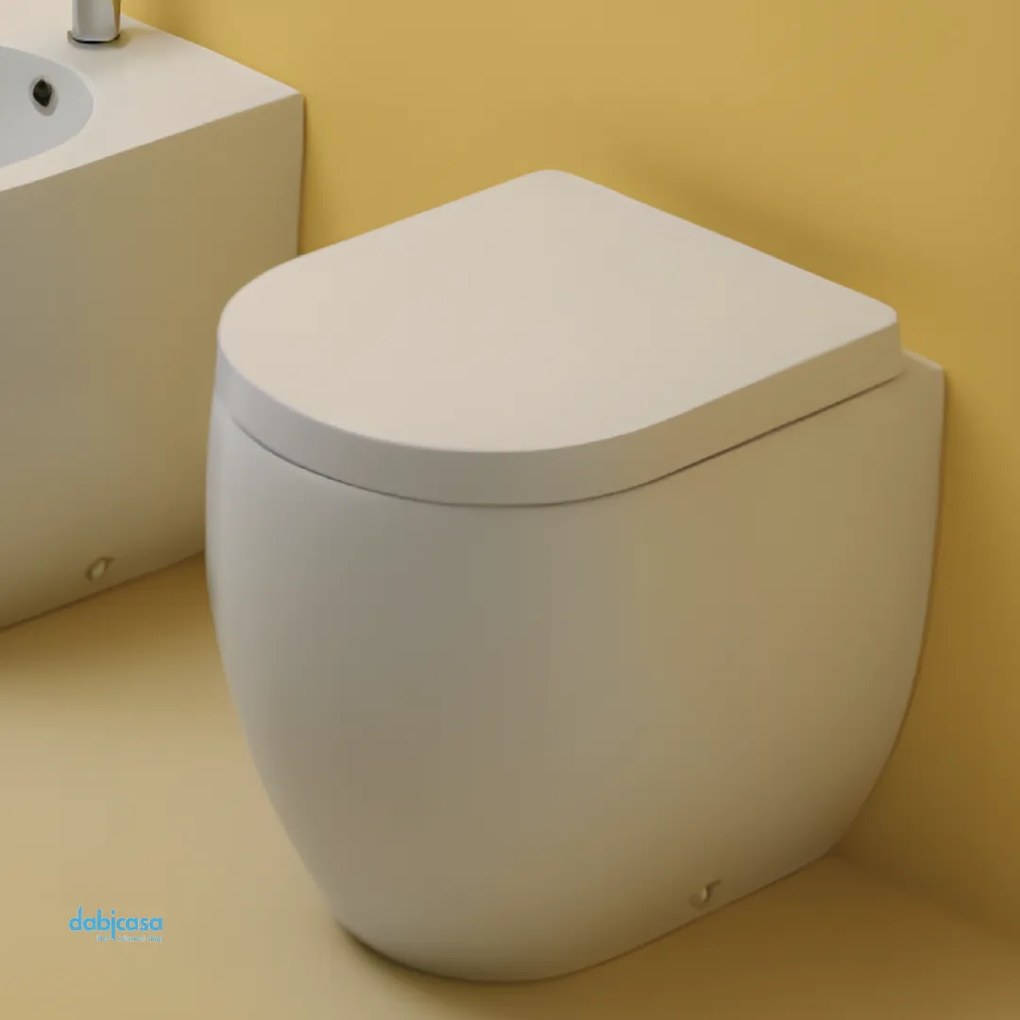 Kearsan "Flo 48" Wc Da Terra Filo Muro Bianco Lucido Con Brida