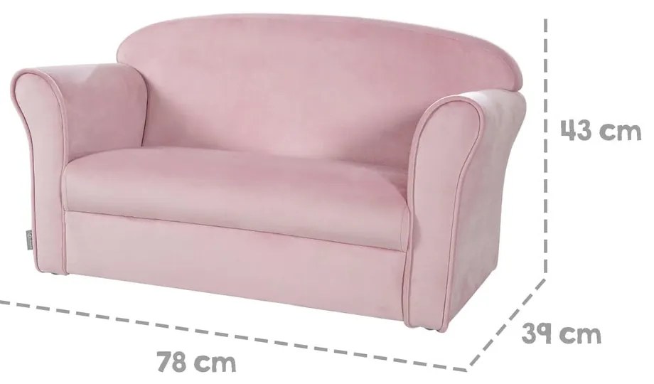 Divano per bambini in velluto rosa chiaro 78 cm Lil Sofa - Roba