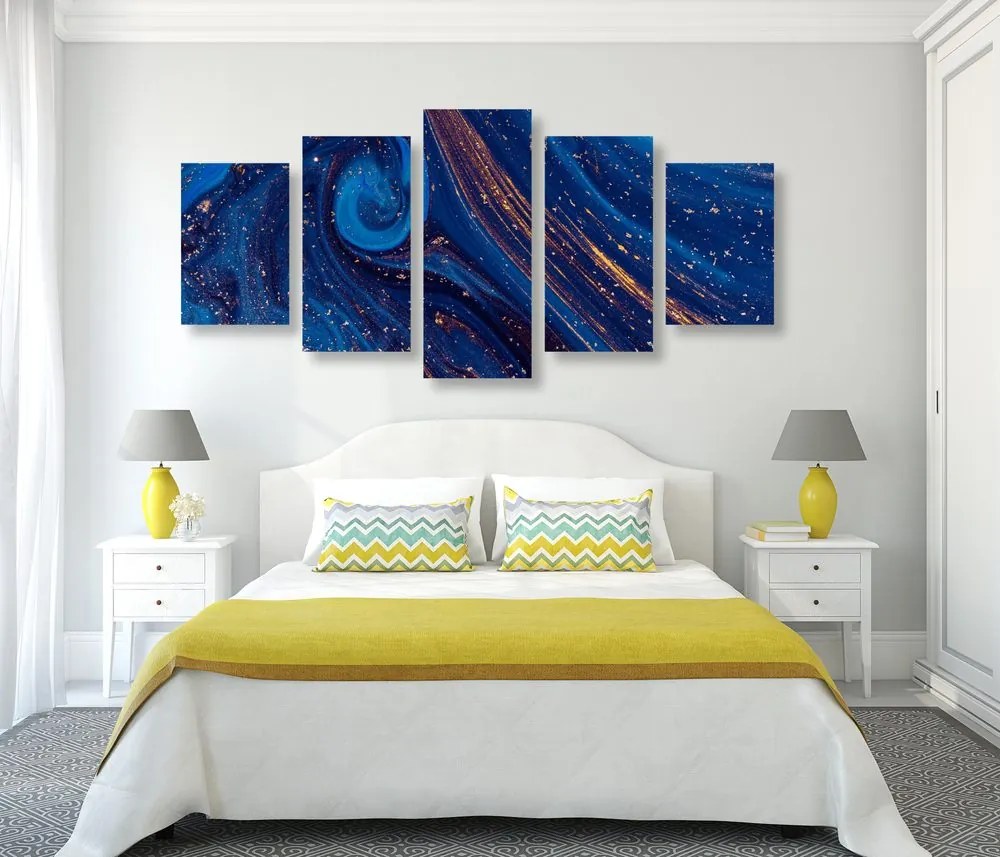 Quadri 5 pezzi – Astrazione blu