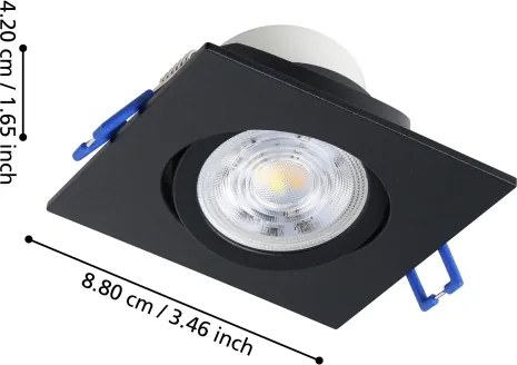 Eglo 902284-SET 3x LED faretto da incasso per controsoffitto SALICETO LED/4,8W/230V 8,8x8,8cm nero