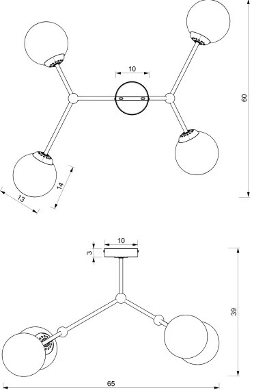 Lampadario a plafone JOY 4xE14/40W/230V nero/cromo lucido