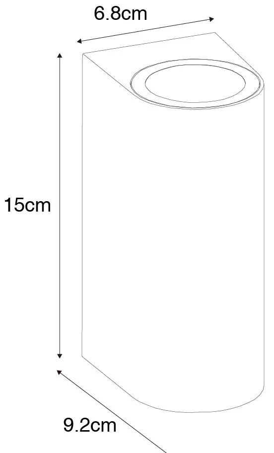 Lampada da parete esterna moderna ovale in plastica nera 2 luci - Baleno