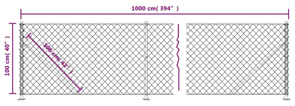 Recinzione a Rete con Flangia Argento 1x10 m