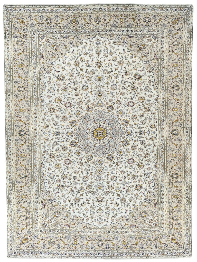 Kashan Tappeto 390 x 290 Beige (Iran) Annodato A Mano