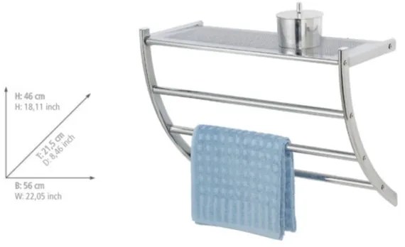 WENKO 15578100 - Porta asciugamani PESCARA 56 x 46 cm cromo lucido