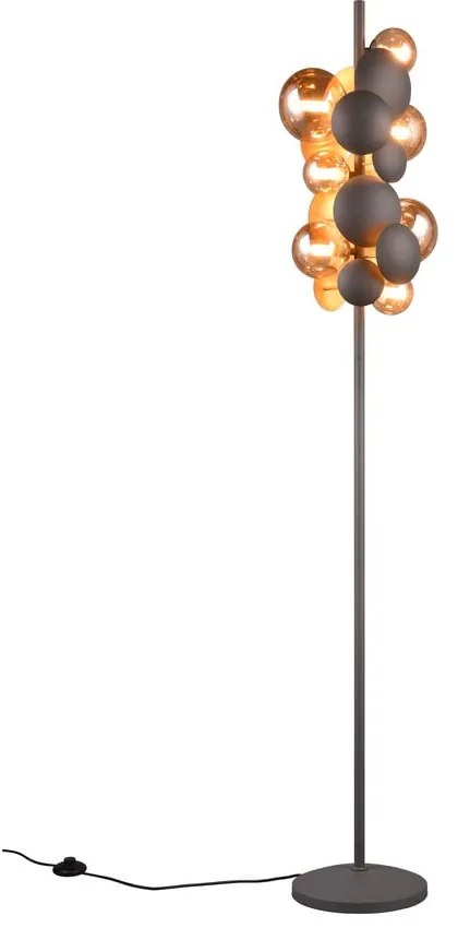 Lampada da terra con paralume in vetro grigio-oro (altezza 155 cm) Bubble - Trio Select