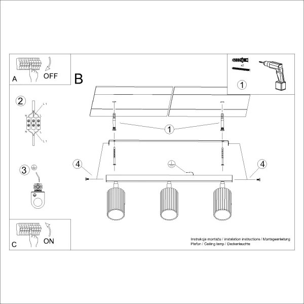 Brilagi - Faretto LED CRESTO 3xGU10/10W/230V dorato