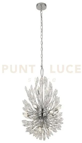 Pendente peacock 14lt - metallo cromato e cristallo