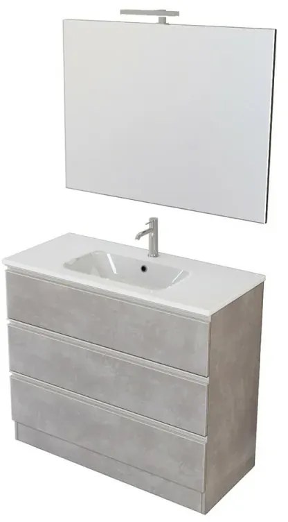 Mobile bagno a terra 100 cm Master grigio con lavabo e specchio