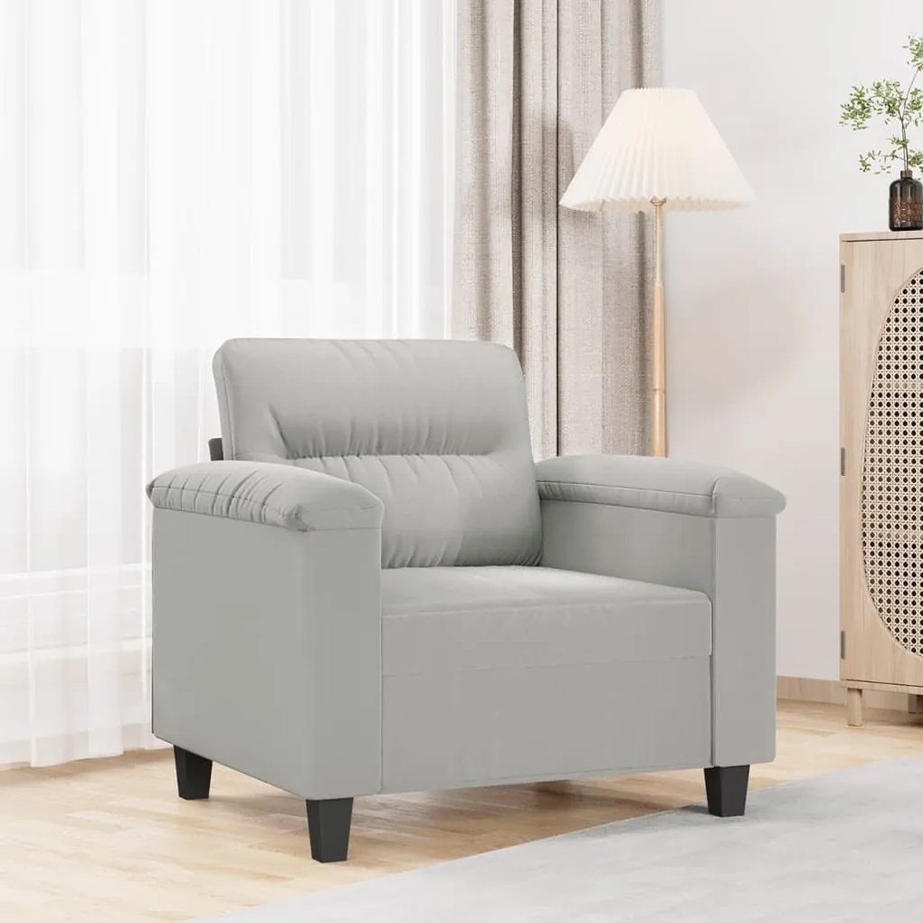 Poltrona Grigio Chiaro 60 Cm İn Tessuto Microfibra /