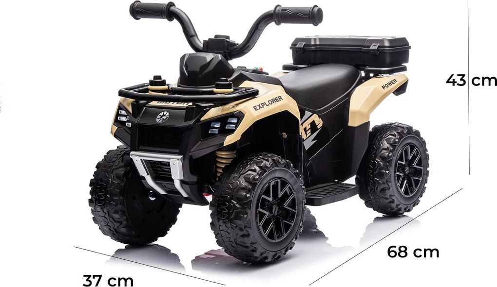 Quad Elettrico per Bambini Safari 6V con Bauletto Posteriore Beige...