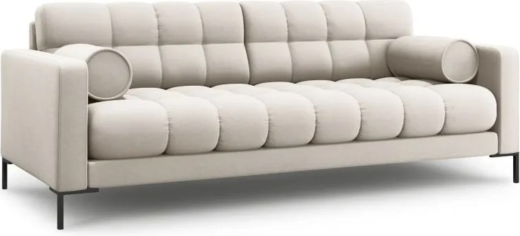 Divano Bali 4 posti in tessuto strutturato con gambe nere - L217cm