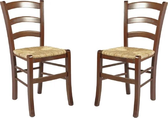Sedie in legno faggio Noce seduta paglia - VENEZIA SET DA 2