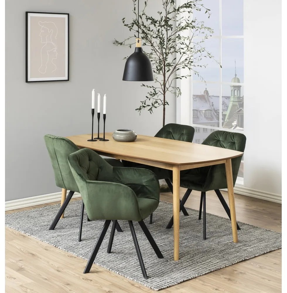 Sedia da pranzo verde in imbottito con braccioli Lola – Actona