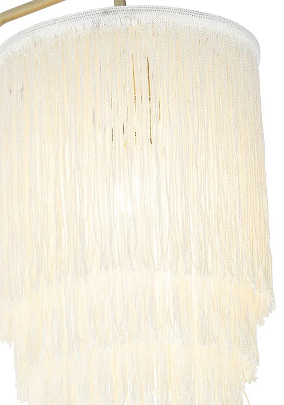 Lampada da parete orientale oro con paralume color crema e frange - Franxa