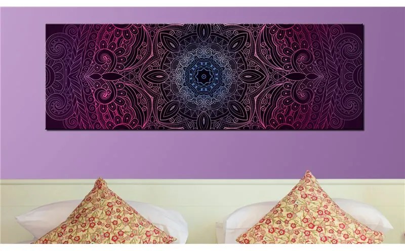 Quadro Purple Mandala  Colore Blu, Dimensioni e Misure 120x40