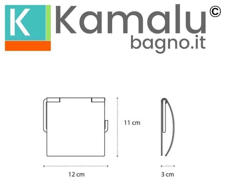 Kamalu - portarotolo coperto in acciaio inox bianco opaco da parete | clode-b