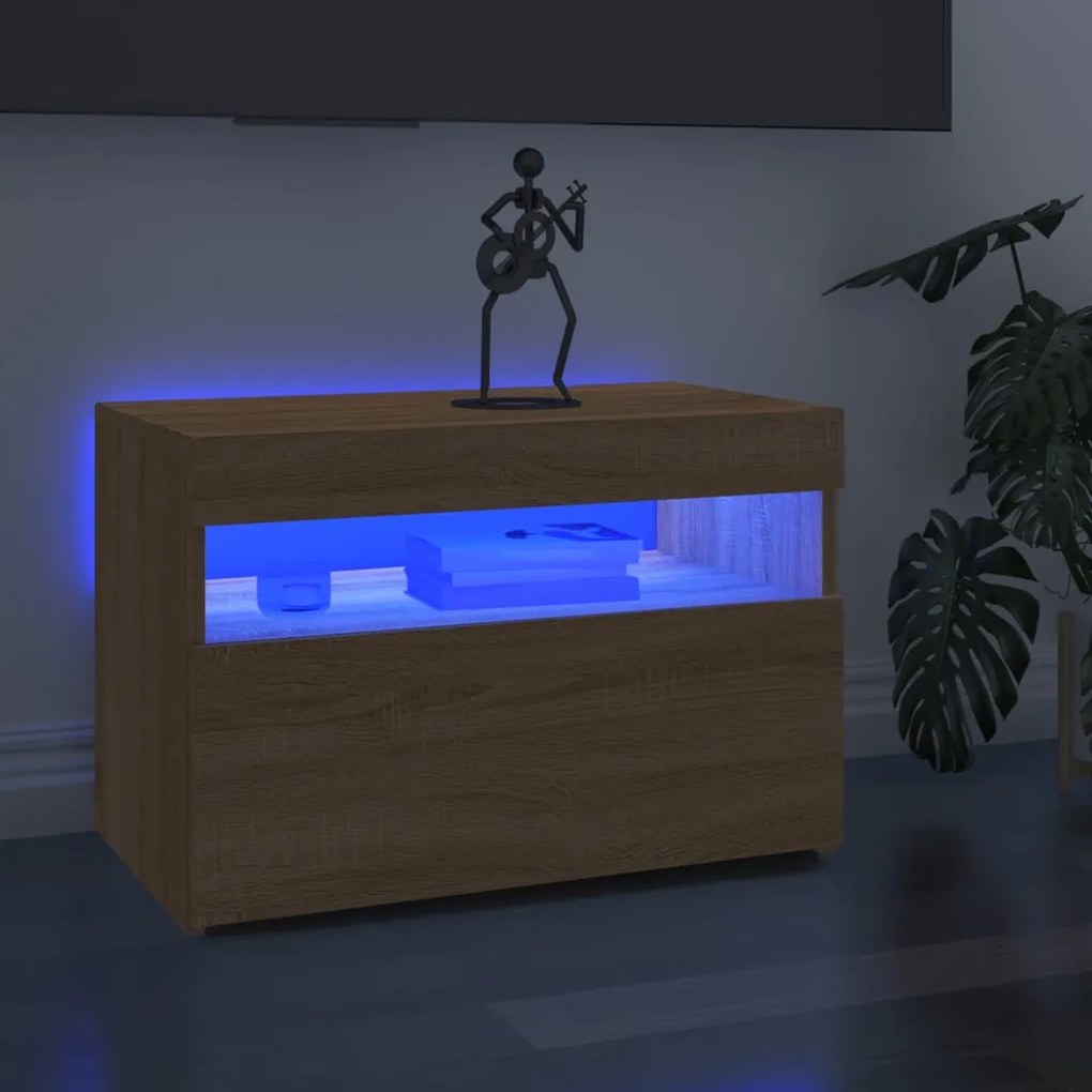 Mobili porta tv con led 2 pz rovere sonoma 60x35x40 cm