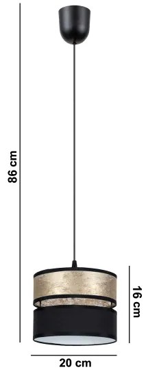 Lampadario a sospensione con filo LIMA 1xE27/60W/230V oro/nero