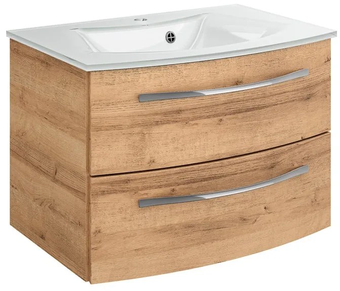 Mobile bagno con lavabo L 70 x H 48 x P 48 cm rovere riviera 2 cassetti per vasca centrale Image