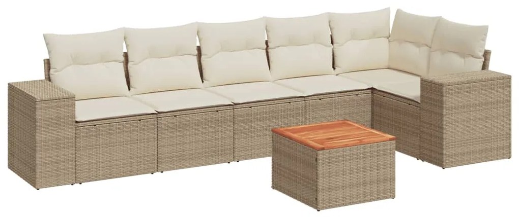 Set divani da giardino 7 pz con cuscini beige in polyrattan