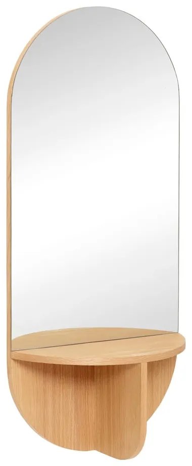 Specchio a parete con mensola con impiallacciatura in rovere Natur, 55 x 120 cm - Hübsch