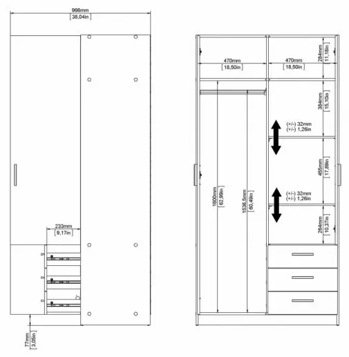 Armadio multiuso Dabaldi, Mobile portascope a 2 ante, Scarpiera