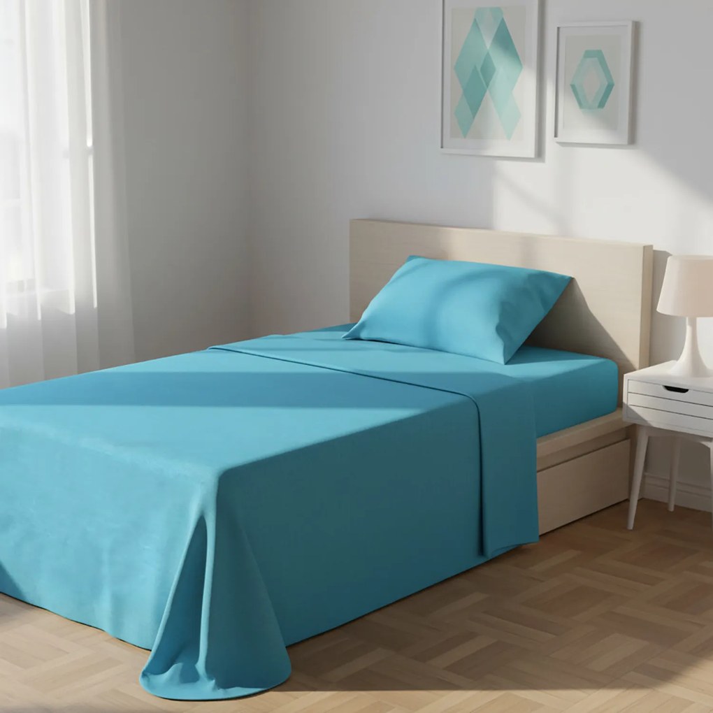 Completo letto 1 piazza e mezza melange azzurro