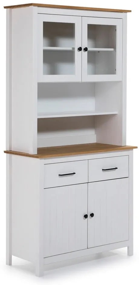 Vetrina bianca-naturale in legno di pino 90x180 cm Miranda - Marckeric